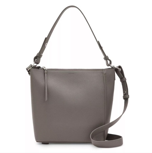 All Saints Kita Leather Stormy Grey Double Strap Crossbody Bag Nwt ❤️ - Picture 4 of 12